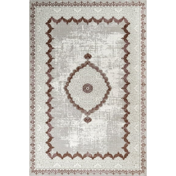 Grey Framed Area Rugs for Living Room Washable Rugs Boho Moroccan Area Rug Soft Neutral Geometric Bohemian Carpet Distressed Indoor Rug for Bedroom Dining Room Office Foldable Nonslip Rug