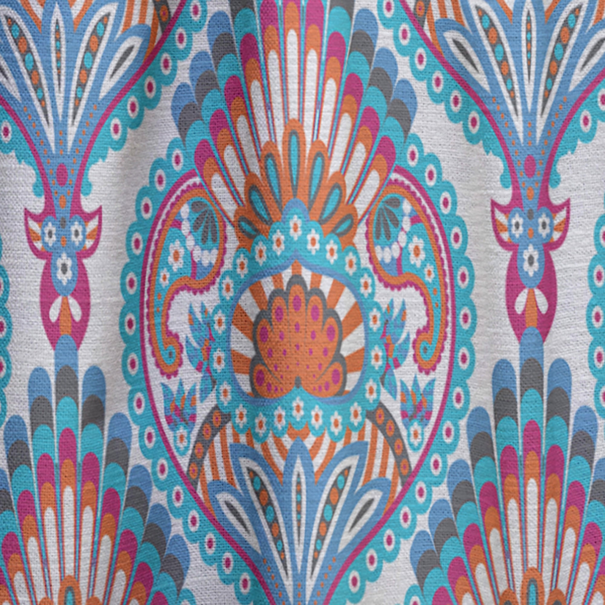Designart 'Blue Damask Pattern' Bohemian & Eclectic Curtain Panel