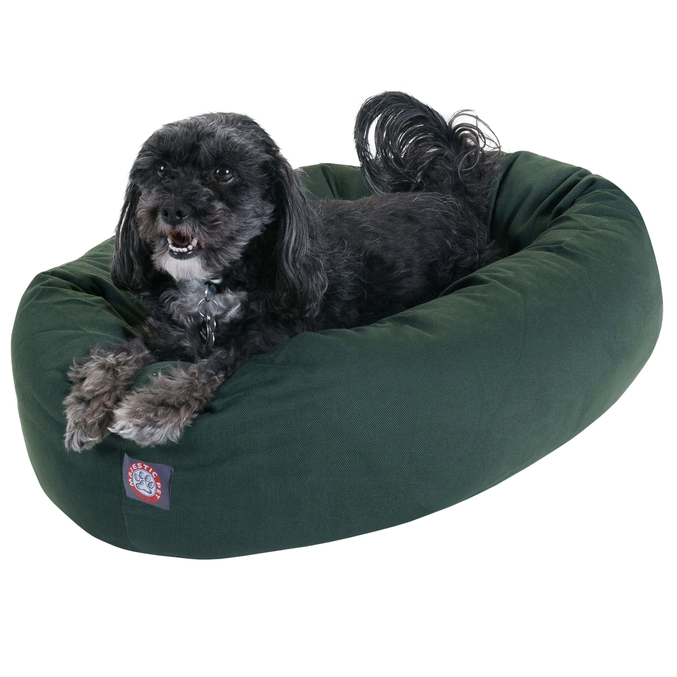Majestic Pet Solid Poly/Cotton Bagel Dog Bed Machine Washable Green