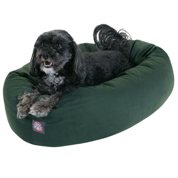 Majestic Pet Solid Poly/Cotton Bagel Dog Bed Machine Washable Green Small 24" x 19" x 7"