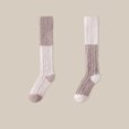 thumbnail image 3 of Cmunyle Two Pairs Pack Womens Long Tube Slipper Socks Winter Warm Fleece Lined Cozy Soft Thick Fuzzy Non-Slip Indoor Socks Free Size Polyester Spandex Blend In Coffee Color, 3 of 6