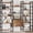 Rustic Brown, variant on 70"W x 70"H 5 Tiers Etagere Bookcase with Storage Cabinet, 3-Column Bookshelf with 14 Open Shelves for Living Room Bedroom Home Office Brown