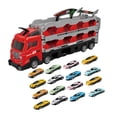 thumbnail image 1 of Juego de juguetes de camión transportador grande perfke catapulta pista de carreras con 16 coches color rojo, 1 of 9