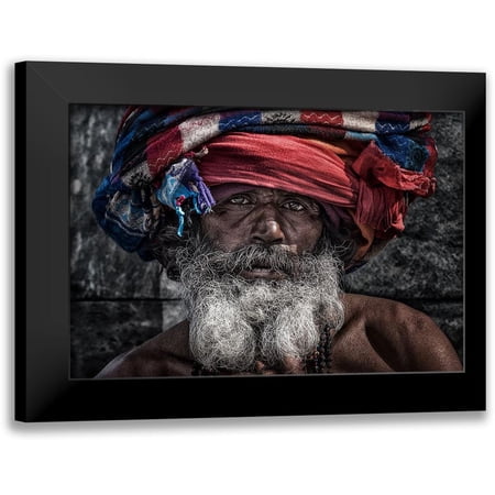 Inazio Kuesta, Joxe 14x11 Black Modern Framed Museum Art Print Titled - Man At The Pashupatinath Temple - Kathmandu