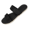 thumbnail image 4 of Women's Flat Wide Width Sandals Braided Strap Casual Slip On Lightweight Slides Open Toe Beach Sandal Black Size 9, 4 of 5