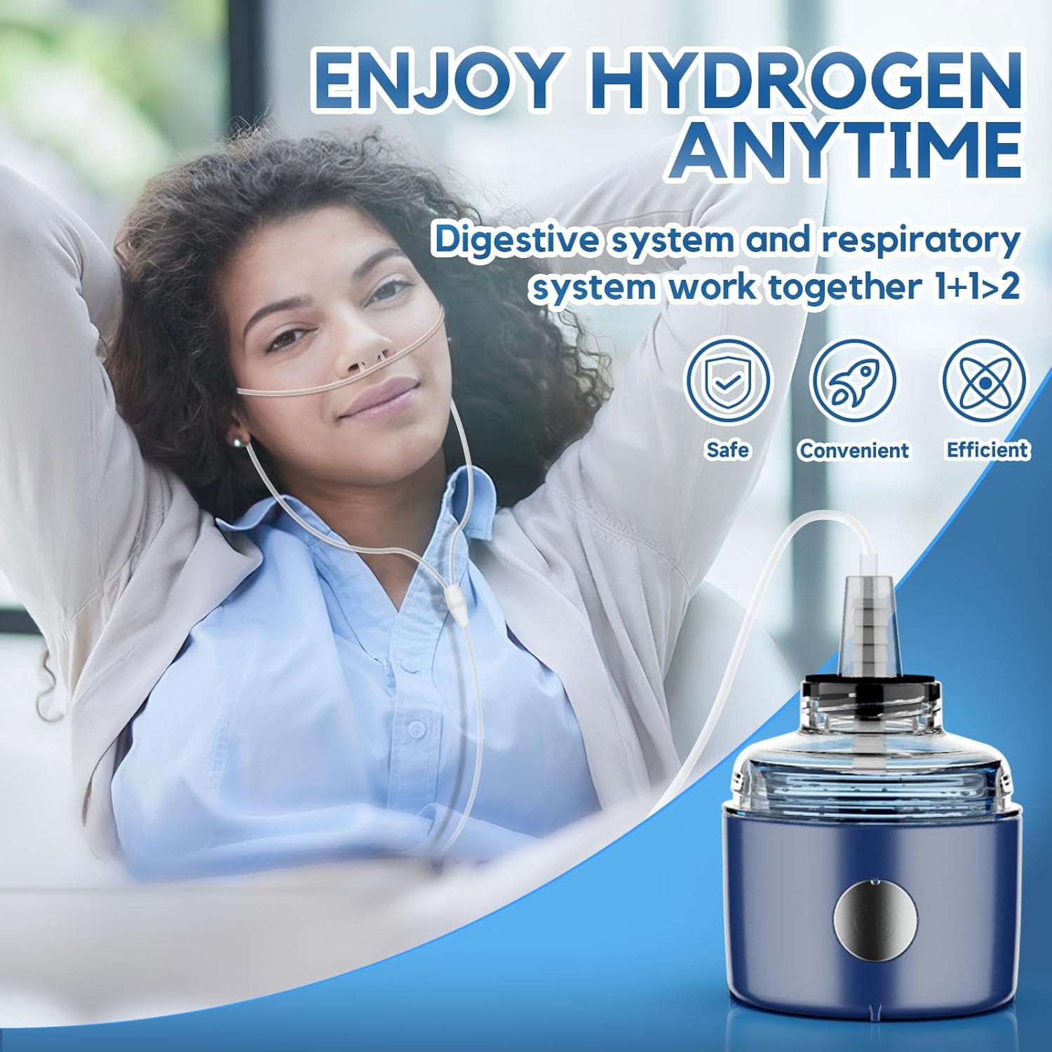 Tikeitoo Hydrogen Water Bottle - Upgraded 1600ppb Portable Hydrogen Water Ionizer Machine, Rechargeable Gift Health Cup for Home, Office, Travel & Daily Hydration