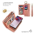thumbnail image 3 of Galaxy S20 Case, Allytech Retro PU Leather Magnetic Detachable Back Cover Zipper Wallet Folio Multiple Cards Slots Purse Wrist Strap Clutch Protective Case Cover for Samsung Galaxy S20 6.2",Pink, 3 of 9
