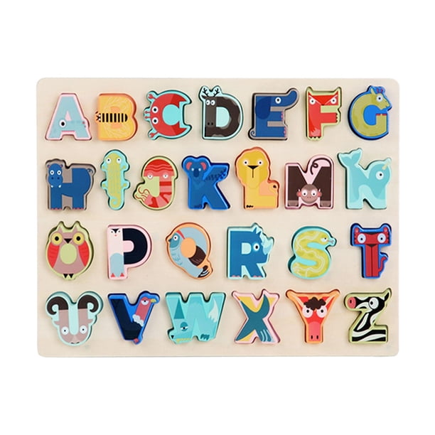 Tablero de clasificación de letras, bloque de letras de animales, rompecabezas a juego, juego educativo de alfabeto Montessori para enfoque, Motor