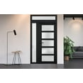 thumbnail image 6 of Front Exterior Prehung Metal-Plastic Door Frosted Glass / Manux 8002 Matte Black / Side and Top Window / Office Commercial and Residential Doors Entrance Patio Garage 52" x 94" Left-hand Inswing, 6 of 6
