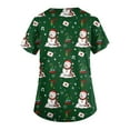 thumbnail image 3 of HaHaHappy Christmas Scrubs for Women Plus Size V Neck Dressy Snowman Print Scrub Tops Ugly Short Sleeve Funny Scrub Shirts Nurse Uniform Medical Nursing Workwear with Pocket Army Green L, 3 of 4