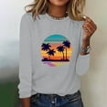 thumbnail image 1 of EQWLJWE Chemises à Manches Longues pour Femmes Mode Été T-Shirt Décontracté à Manches Longues Imprimé Col Rond Vêtements d'Automne pour Femmes, 1 of 6