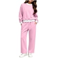 thumbnail image 3 of ZBSOKO Girls 2 Piece Sweatsuit Set Fleece Crew Neck Sweatshirt and Straight Leg Pants Fall Winter Jogger Set Casual Tracksuits Sizes 5-14 Years, 3 of 7
