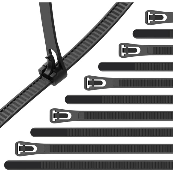 24 Inch Black Resuable Long Zip Ties Heavy Duty 100 Pack, 120 lbs Releasable Nylon Cable Ties, Adjustable Tie wrap,UV Resitant Wire Ties Removable for Cord Management