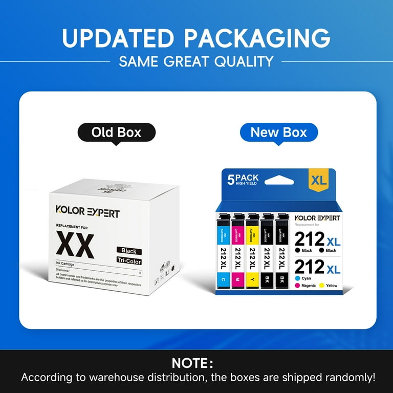 Kolor Expert 212XL Ink Cartridge, 5-Pack, Black, Cyan, Magenta