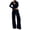 Black, variant on vdgthytj 2 Piece Sets for Women Long Sleeve V-Neck Wrap Waist Crop Tops Drawstring Wide Leg Pants Fall Casual Going out Outfits
