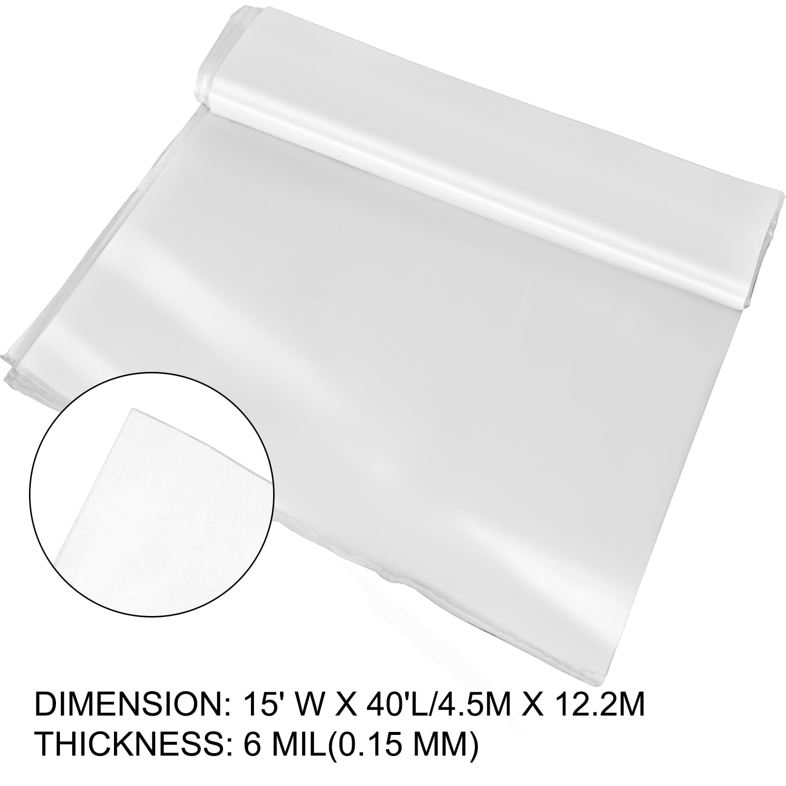 VEVOR Greenhouse Film 15 x 40 ft, Greenhouse Polyethylene Film 6 Mil Thickness, Greenhouse Plastic Greenhouse Clear Plastic Film UV Resistant, Polyethylene Film Keep Warming, Superior Strength