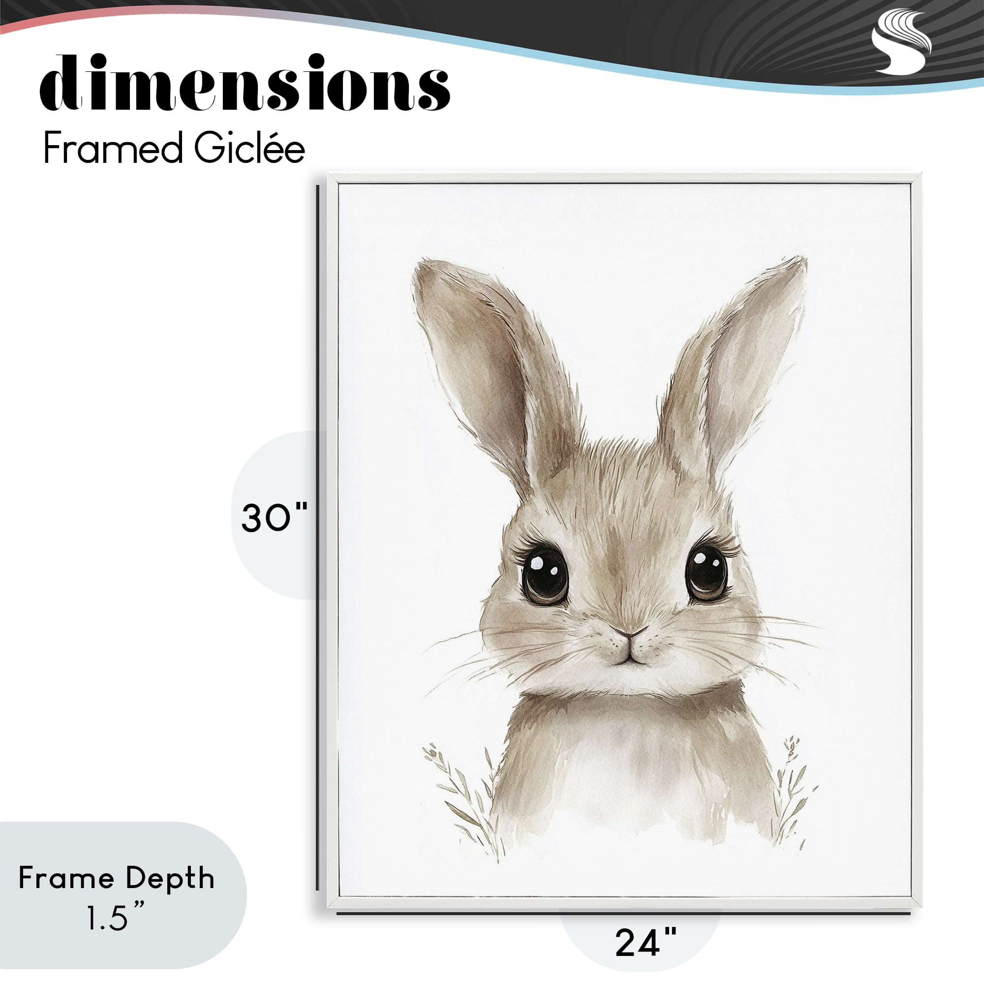 Stupell Industries Nursery Babies Bunny White Framed Giclee Art, design by Ramona Murdock