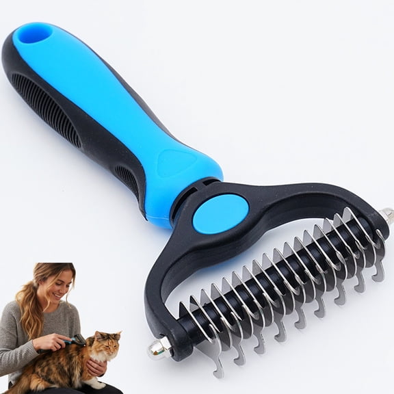 Pet Grooming Brush Dematting Comb, Undercoat Rake for Long Hair, Deshedding Tool for Dogs Cats with Thick Coats