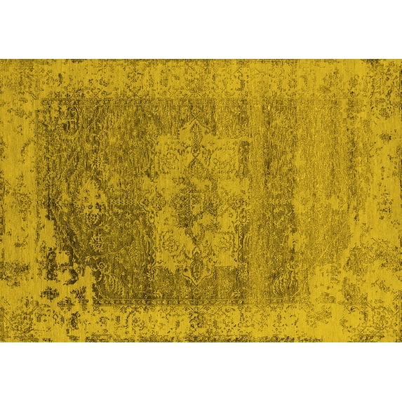 Ahgly Company Indoor Rectangle Oriental Yellow Industrial Area Rugs, 3' x 5'