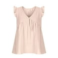 thumbnail image 5 of tklpehg Womens Sleeveless Tops Summer V-Neck Pleated Elegant Shirt Vintage Solid Color Lightweight Loose Blouses Going Out Tops Casual Blouses (Khaki,L), 5 of 8