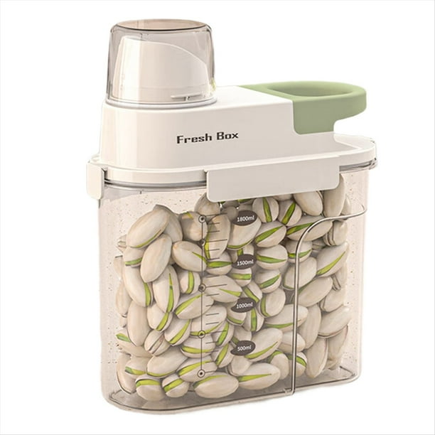Recipiente Hermético para Alimentos, Sellado y A Prueba de Humedad, con Medidora, Gran Capacidad, 1800 Ml, Color Verde.