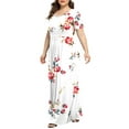 thumbnail image 4 of Maskion Women's Plus Size Casual Dresses Short Sleeve Maxi Dress XL-5XL with Pockets,3XL Floral White, 4 of 5