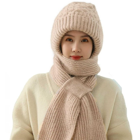 Ear Protection Windproof Cap, Winter Warm Knitted Hat, Thickening Beanie Hat Scarf