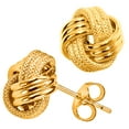 thumbnail image 1 of 10k Yellow Gold Shiny And Textured Triple Row Love Knot Stud Earrings, 10mm, 1 of 1