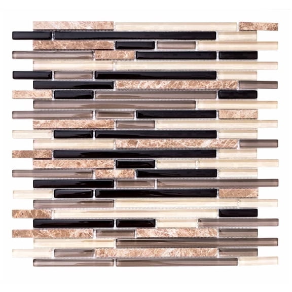 The Tile Life Victory Sleek Brick 1" x 3" Espresso Satin Glass Mosaic Wall Tile, 1 Sheet