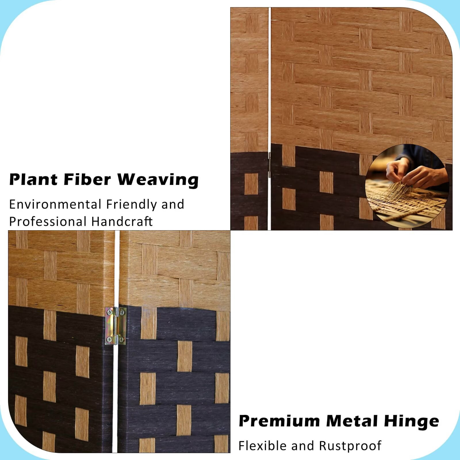 4 Panel Room Dividers Foldable Privacy Screen Decorative Indoor Screen 6TF Wooden Office Dividers Partition Wall for Home, Office, Bedroom, CM