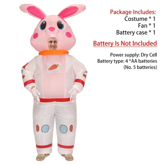 Inflatable Bunny Astronaut Costume For Adults - Space Rabbit Party Outfit,Height 59"–74.8",Bunny Astronaut