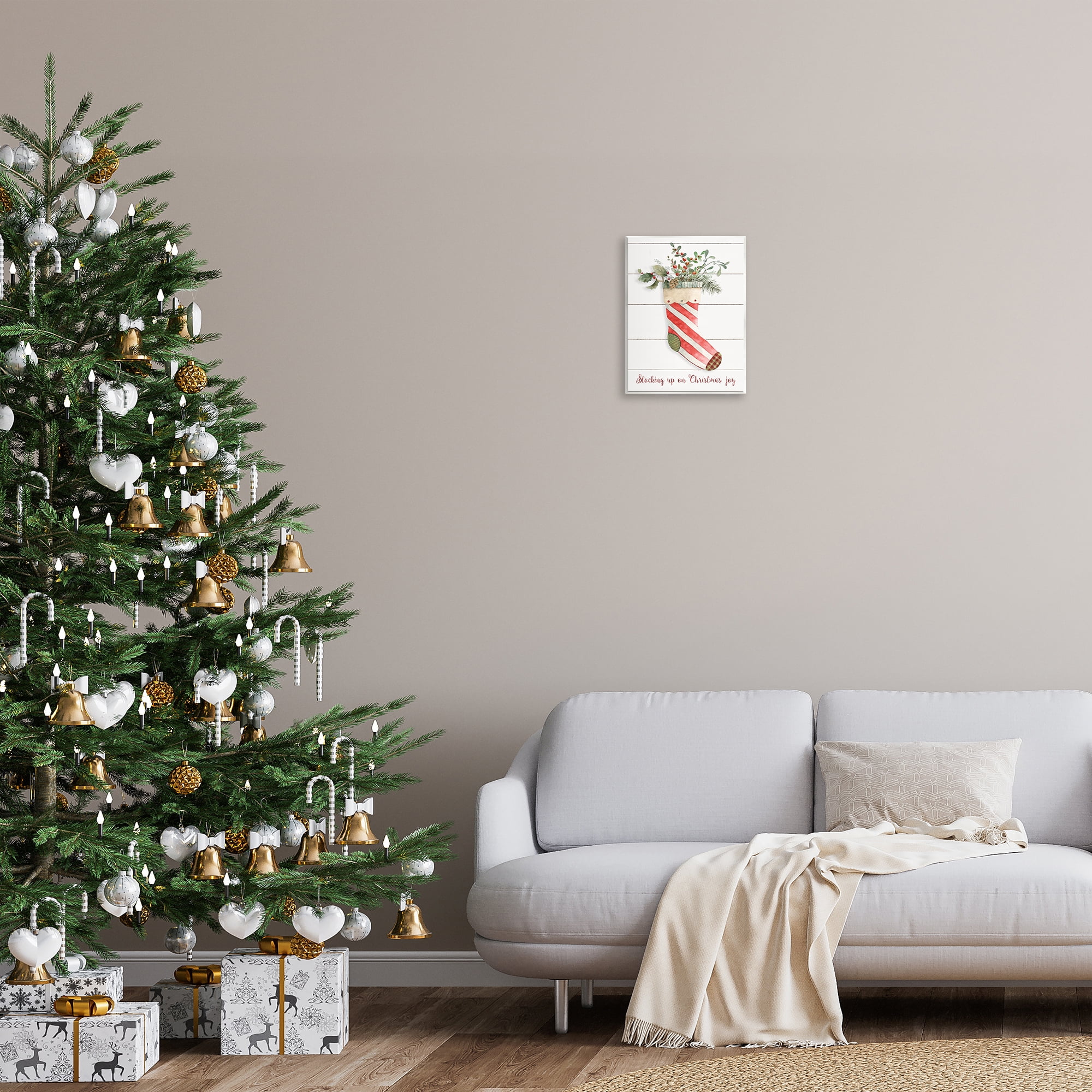 Stupell Industries Stocking Up On Christmas Holiday Painting Unframed Art Prints Wall Art, 11 x 14