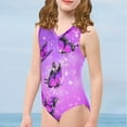 thumbnail image 4 of FOR U DESIGNS Novelty Sleeveless Swimwear Purple Glitter Butterfly Beach Sport V Neck Swimsuit Girls Casual One Piece Bathing for Age 5-6T, 4 of 8