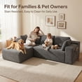 thumbnail image 5 of 105" Sectional Sofa, Modular Sectional Couch with Left Chaise, Deep Seat Corduroy Cloud Sofa for Living Room, Dark Gray Sofa, 5 of 15