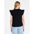 thumbnail image 4 of Time and Tru Women's Cotton Split Neck Top with Flutter Sleeves, Sizes XS-XXXL, 4 of 6