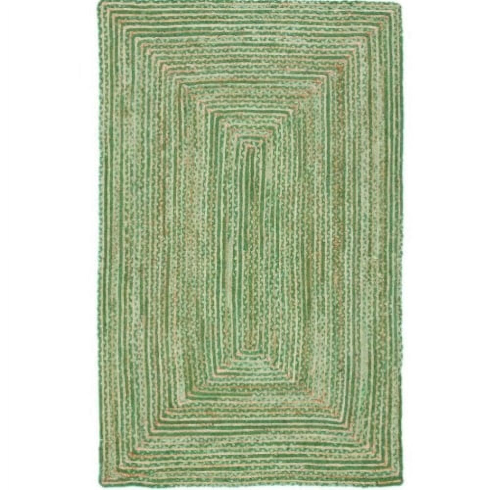 Indian Handmade Braided Green Color Cotton with Natural Jute Rectangle Area Rugs ,Home Decor Carpet Size 3 x 5 Feet ( 90 cm x 150 cm )