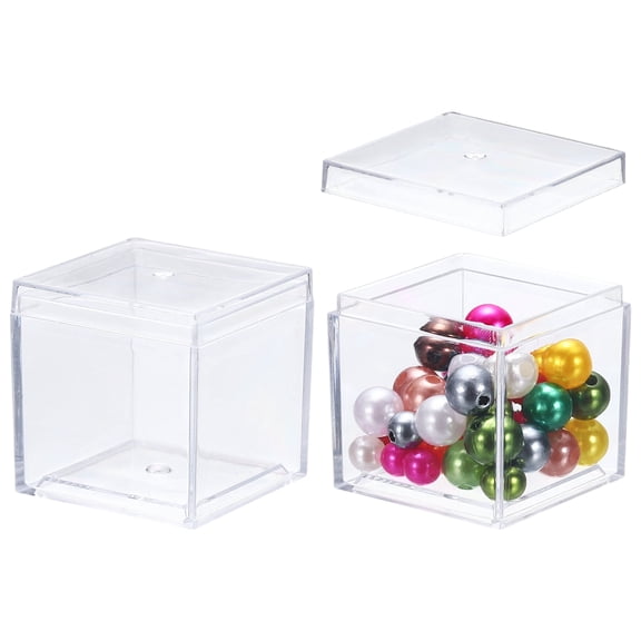 Uxcell 2 Pcs Small Acrylic Box with Lid, 1.2" Decorative Storage Box Jewelry Display Case for Store Snacks Candies, Wedding Festival Party Gifts, Clear(Square)
