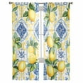 thumbnail image 3 of Botanical Lemon Sheer Curtains 72 Inches Long 2 Panels Set, Window Sheer Curtains for Living Room/Bedroom, Spring Countryside Floral Blue Tile Light Filtering Rod Pocket Curtain 52'' x 72'' x 2, 3 of 7