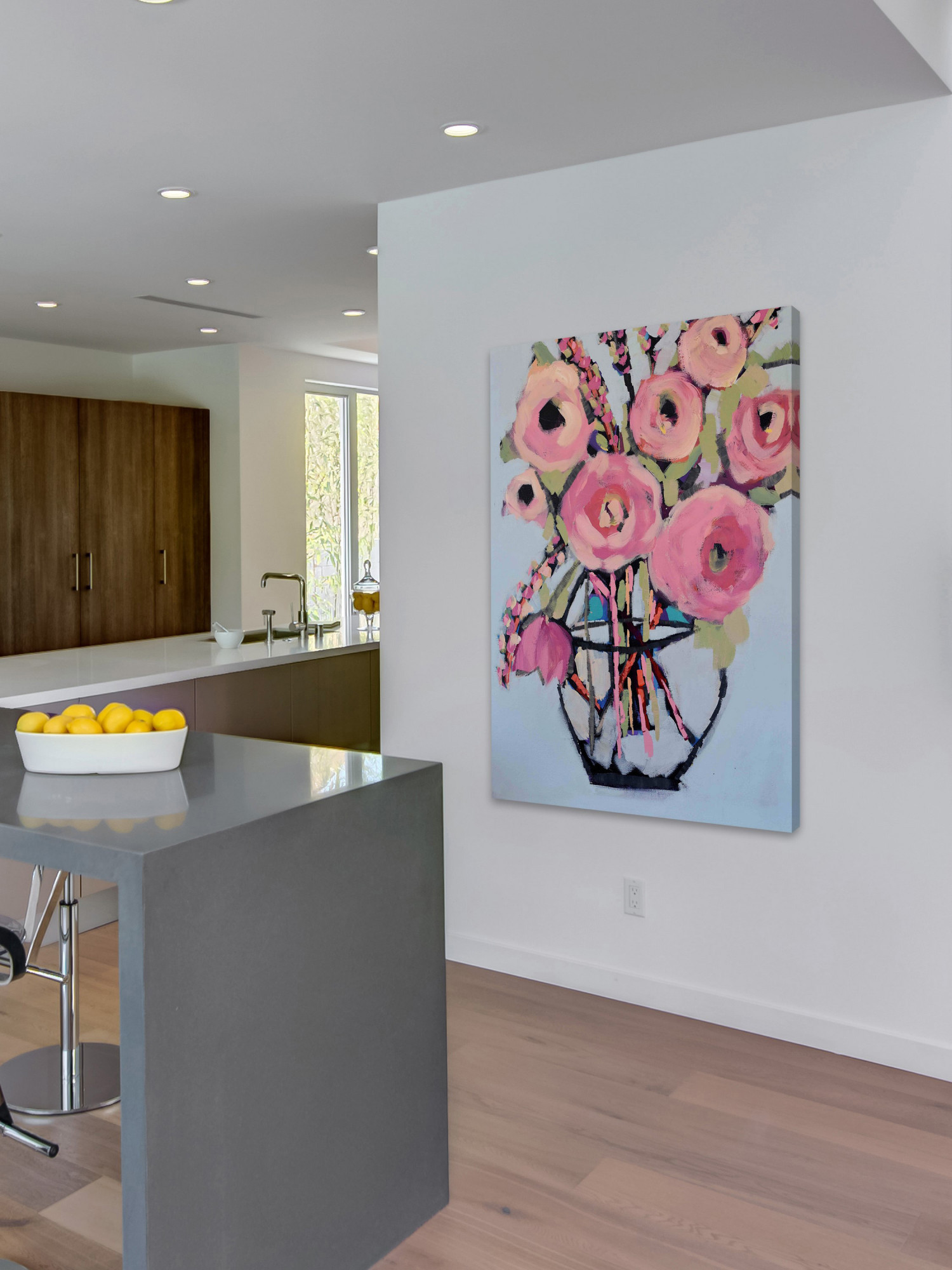 Marmont Hill "Lots of Pink Flowers" by Michelle Rivera Painting Print on Wrapped Canvas