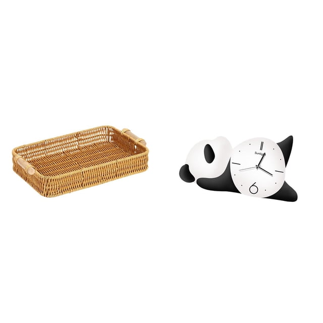 Cesta De Frutas Tejida Con Forma De Panda, Cuenco Para Aperitivos, Plato Para Pan, Moderno, Bonito Y Resistente Reloj De Pared De Escritorio, Decoración Práctica Para El Hogar Para La Sala De