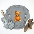 thumbnail image 4 of Watercolor Pumpkin Bear - Womens Garment Dyed Long Sleeve, 4 of 10
