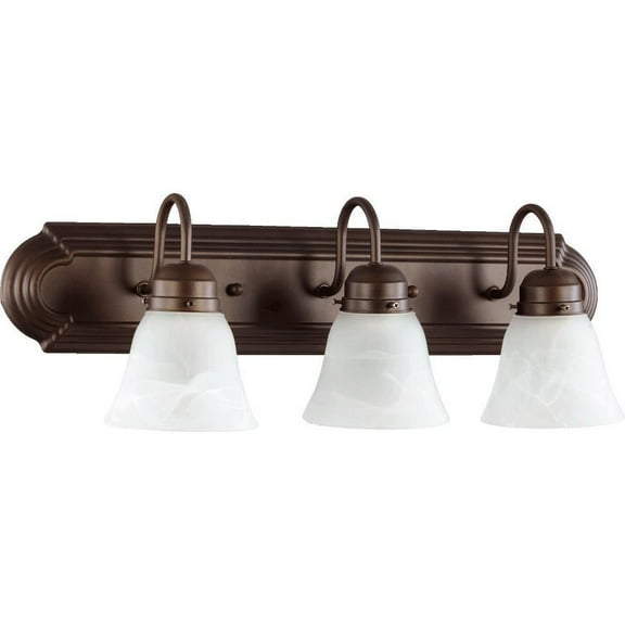 3 Light Vanity Light in Bailey Street Home Home Collection Style 24 inches Wide By 8 inches High-Oiled Bronze Finish-Fau Alabaster Glass Color Bailey