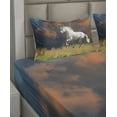 thumbnail image 4 of Ambesonne Animal Fitted & Top Sheet Set with Shams, Andalusian Horse Dusk, White Orange Green, 4 of 5