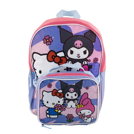 Hello Kitty And Friends Backpack And Detachable Lunchbox - 15" - Flowers - Adjustable Straps