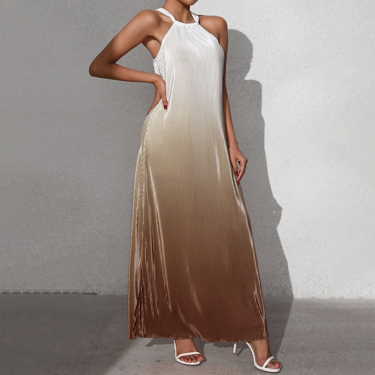 chinese dress ladies Sunset Cotton Halter Neck Cover Up Maxi Dress main image 1