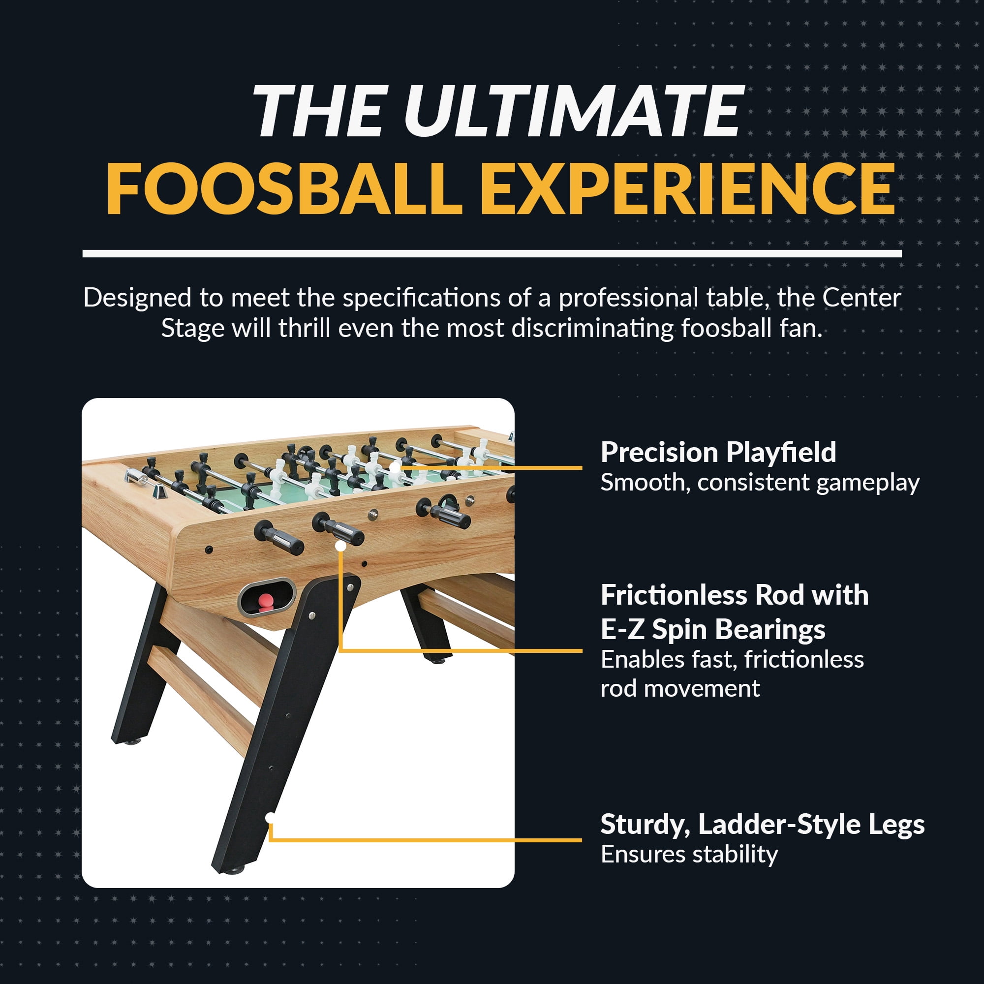 Hathaway 59" Center Stage Pro Series Stand Alone Foosball Table, Light Oak