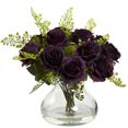 thumbnail image 3 of Nearly Natural Rose & Maiden Hair Artificial Arrangement with Vase, Peach, 3 of 7