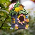 thumbnail image 4 of JIhuahe Rustic Resin Birdhouse with Vintage Finish, Outdoor Hanging Bird Cottage for Garden & Patio, Ideal for Swallow & Sparrow, Decorative Bird Shelter, 4 of 5