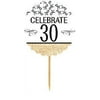 30th Birthday / Anniversary Novelty Burlap Cupcake Decoration Picks -12pack