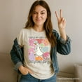 thumbnail image 5 of Sorry I'm Late I Was Dilly Dallying Goose T-Shirt, White and Natural Flowers Tee For Women, 5 of 8